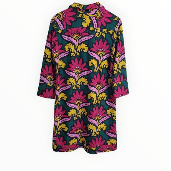 Jude Connally Womens Babe Dress XL Grand Florie Floral 3/4 Sleeve Collar Stretch - Picture 4 of 13